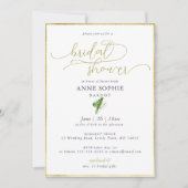 Elegante Calligraphie Lily Valley Gold Frame Brida Einladung (Vorderseite)