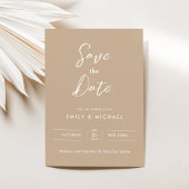Elegante Calligraphie Minimalistisch Taupe Wedding Save The Date