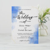Elegante Calligraphie Moderne blaue Wasserfarbenho Einladung (Stehend Vorderseite)