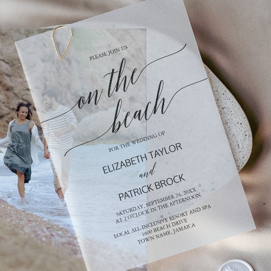 Elegante Calligraphie Moderne Boho Beach Wedding Pergament Einladungen