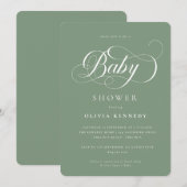Elegante Calligraphie Modernes Script Blue Baby Du Einladung (Vorne/Hinten)