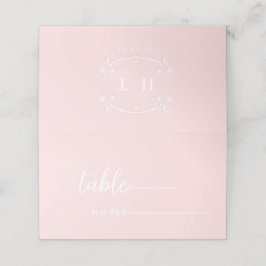 Elegante Calligraphie Monogram Pink Wedding Platzkarte
