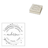 Elegante Calligraphie Monogram Round-Rücksendeadre Gummistempel (Stempel)