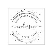 Elegante Calligraphie Monogram Round-Rücksendeadre Gummistempel (Prägung)