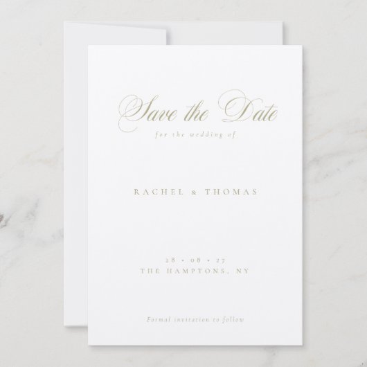 Elegante Calligraphie Monogram Sage Wedding Save The Date (Vorderseite)