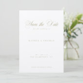 Elegante Calligraphie Monogram Sage Wedding Save The Date (Stehend Vorderseite)