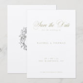 Elegante Calligraphie Monogram Sage Wedding Save The Date (Vorne/Hinten)