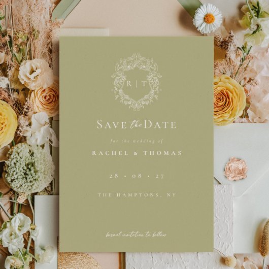 Elegante Calligraphie Monogram Sage Wedding Save The Date