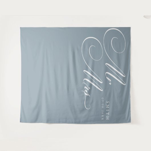 Elegante Calligraphie Mr. & Mrs. Wedding Backdrop Wandteppich (Vorderseite (Horizontal))