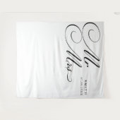 Elegante Calligraphie Mr. & Mrs. Wedding Backdrop Wandteppich (Vorderseite (Horizontal))