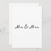 Elegante Calligraphie Mr.& Mrs. Wedding Einladung (Vorne/Hinten)