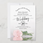 Elegante Calligraphie Pale Pink Rose QR Code Hochz Einladung (Vorderseite)