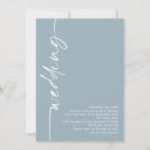 Elegante Calligraphie QR Code Dusty Blue Wedding Einladung (Vorderseite)