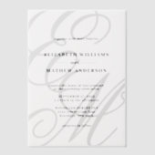 Elegante Calligraphie Schwarz-weiß Monogram Weddin Pergament Einladungen (Vorderseite)