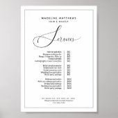 Elegante Calligraphie Schwarz-weiß Salon Preislist Poster (Vorne)