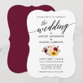 Elegante Calligraphie Script Mixed Floral Wedding Einladung (Vorne/Hinten)