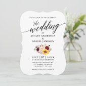Elegante Calligraphie Script Mixed Floral Wedding Einladung (Stehend Vorderseite)