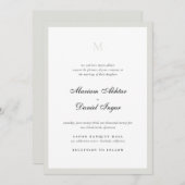 Elegante Calligraphie Script Monogram White Weddin Einladung (Vorne/Hinten)