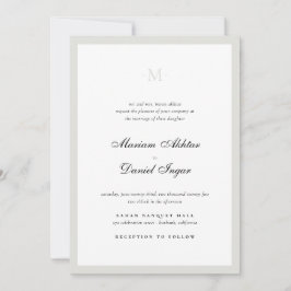 Elegante Calligraphie Script Monogram White Weddin Einladung