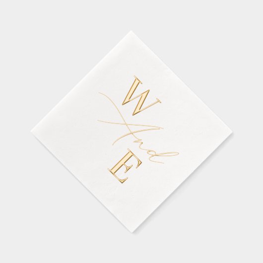 Elegante Calligraphie Script Wedding Monogram Servietten Mit Folie (Rechts)