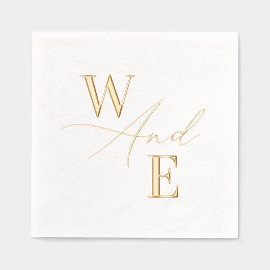 Elegante Calligraphie Script Wedding Monogram Servietten Mit Folie (Vorderseite)
