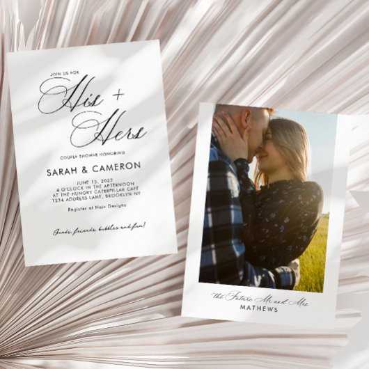 Elegante Calligraphie sein Couple Shower Foto Einladung