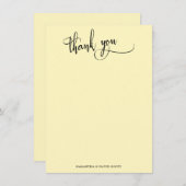 Elegante Calligraphie Simple Light Yellow Vielen D Dankeskarte (Vorne/Hinten)