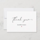 Elegante Calligraphie Simple Red Heart Wedding Dankeskarte (Vorderseite)