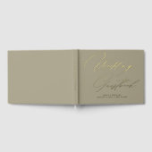 Elegante Calligraphie Taupe Gästebuch (Voll)