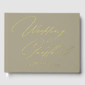 Elegante Calligraphie Taupe Gästebuch (Vorderseite)