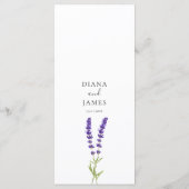 Elegante Calligraphie Watercolor Lavender Wedding Menükarte (Rückseite)