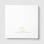 Elegante Calligraphie White & Gold Hochzeit Gästebuch (Rückseite)