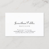 Elegante Calligraphische Skriptvorlage Minimalisti Visitenkarte (Rückseite)