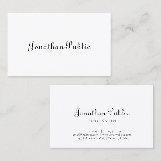 Elegante Calligraphische Skriptvorlage Minimalisti Visitenkarte (Vorne/Hinten)