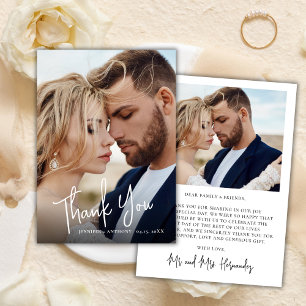 Elegante Calligraphy 2 Foto Wedding Vielen Dank Mitteilungskarte