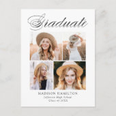 Elegante Calligraphy 4 Foto Graduation Party Einladungspostkarte (Vorderseite)
