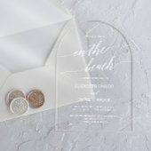 Elegante Calligraphy Arch White Boho Beach Wedding Acryleinladungen