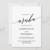 Elegante Calligraphy Aruba Hochzeit in Urlaubsort Einladung (Vorderseite)