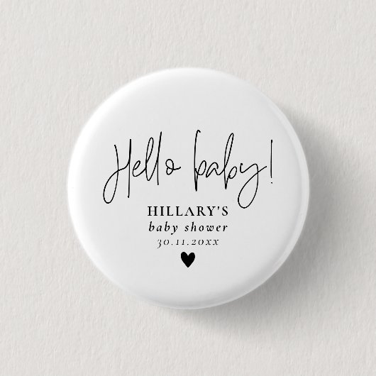 Elegante Calligraphy Baby Shower Button (Vorderseite)