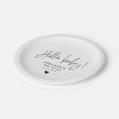 Elegante Calligraphy Baby Shower Pappteller (Schrägansicht)