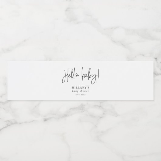 Elegante Calligraphy Baby Shower Wasserflaschenetikett (Einzelnes Label)