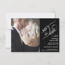 Elegante Calligraphy Black 2 Pane Foto Wedding Save The Date