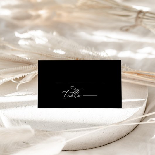 Elegante Calligraphy Black Wedding Tischnummer Platzkarte