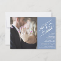 Elegante Calligraphy Blue 2 Pane Foto Wedding