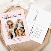Elegante Calligraphy Blush 4 Foto Graduation Party Einladungspostkarte