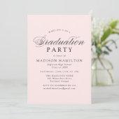 Elegante Calligraphy Blush Foto Graduation Party Einladung (Stehend Vorderseite)