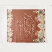 Elegante Calligraphy Boho Terracotta Brautparty Wandteppich (Vorderseite (Horizontal))