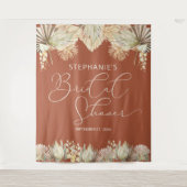 Elegante Calligraphy Boho Terracotta Brautparty Wandteppich (Vorderseite)