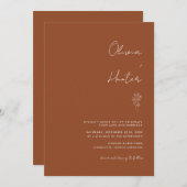 Elegante Calligraphy Boho Terracotta Wedding Einladung (Vorne/Hinten)