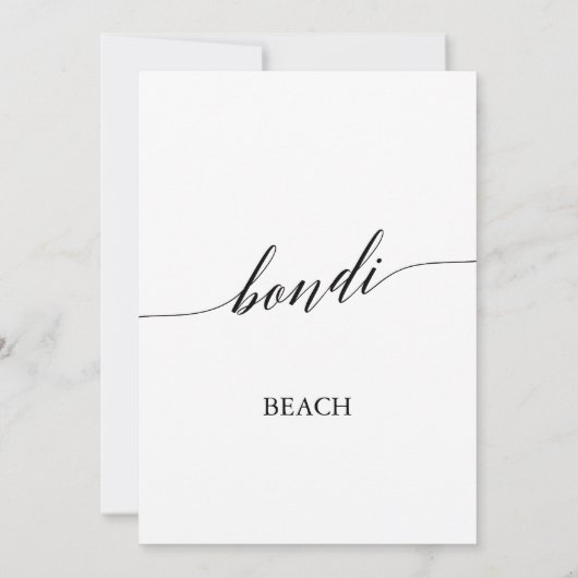 Elegante Calligraphy Bondi Beach Tischnummer (Rückseite)